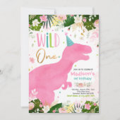 Invitation Dinosaur Wild Un Anniversaire Dinosaure Rose Anniv (Devant)