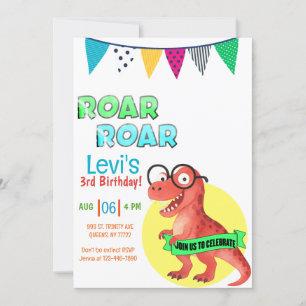 Invitation Dinosaur Young Wild anniversaire