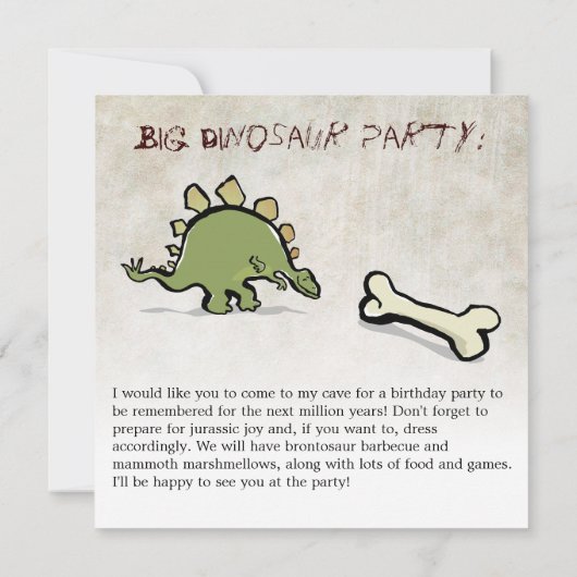 Invitation dinosaure (Dos)