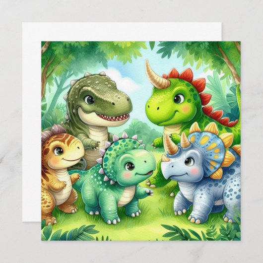 Invitation dinosaure (Devant / Derrière)