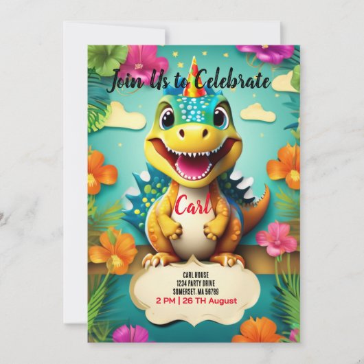 Invitation Dinosaure (Devant)