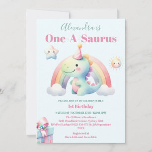 Invitation Dinosaure 1er Anniversaire Coloré Cute