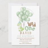 Invitation Dinosaure 1er aquarelle d'anniversaire (Devant)