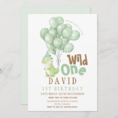 Invitation Dinosaure 1er aquarelle d'anniversaire (Devant / Derrière)