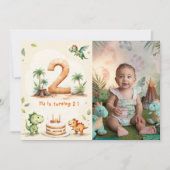 Invitation Dinosaure 2° Anniversaire à la mode (Devant)