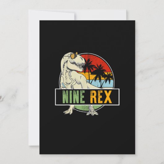 Invitation Dinosaure 9 ans Anniversaire 9e T Rex Dino 9 Saur (Devant)