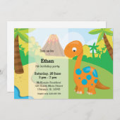 Invitation Dinosaure adorable (Devant / Derrière)