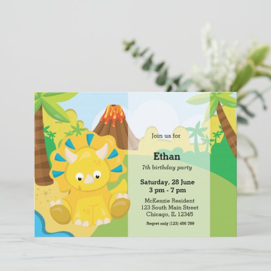 Invitation Dinosaure adorable (Debout devant)