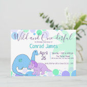 Invitation Dinosaure Anniversaire Fête sauvage et une fête dé (Debout devant)