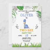 Invitation Dinosaure Anniversaire Garçon aquarelle violet jau (Devant)