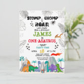 Invitation Dinosaure Anniversaire Garçon fille aquarelle colo (Debout devant)