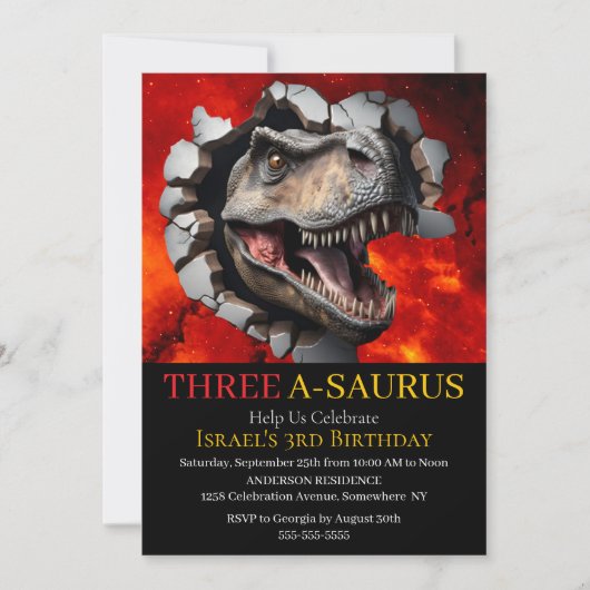 Invitation Dinosaure anniversaire imprimable (Devant)