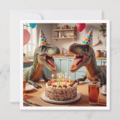 Invitation Dinosaure anniversaire invitation, Velociraptor (Devant)