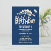 Invitation Dinosaure Anniversaire Stegosaurus avec Ballons (Debout devant)