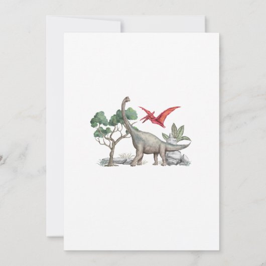 Invitation Dinosaure aquarelle estomac chompe roar partie ann (Dos)