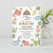 Invitation Dinosaure aquarelle estomac chompe roar partie ann (Debout devant)