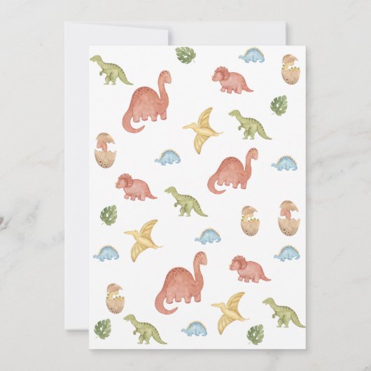 Invitation Dinosaure aquarelle estomac chompe roar partie ann (Dos)