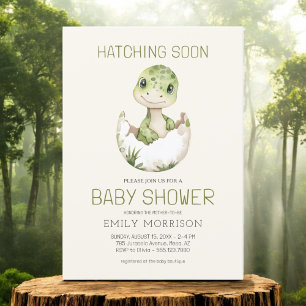 Invitation Dinosaure Aquarelle Hatching Bientôt Baby shower