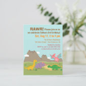 Invitation Dinosaure aux couleurs délicates fête d'anniversai (Debout devant)