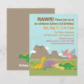 Invitation Dinosaure aux couleurs délicates fête d'anniversai (Devant / Derrière)