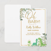 Invitation Dinosaure Avec Eucalyptus Feuilles Oh Baby shower (Devant / Derrière)