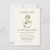 Invitation Dinosaure bébé garçon éclosion Bientôt tout en une (Devant)