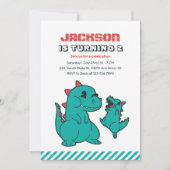 Invitation Dinosaure Bébé T-rex mignon Et Anniversaire de enf (Devant)