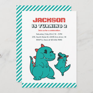 Invitation Dinosaure Bébé T-rex mignon Et Anniversaire de enf