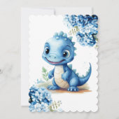 Invitation Dinosaure Bleu mignon avec Baby shower garçon Flor (Dos)
