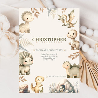 Invitation Dinosaure Boho Roaring Thème Anniversaire