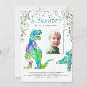 Invitation Dinosaure coloré 2e fête d'anniversaire Photo (Devant)