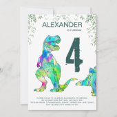 Invitation Dinosaure coloré fête d'anniversaire (Devant)
