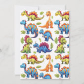 Invitation Dinosaure coloré Joueur Thème Anniversaire Fête (Dos)