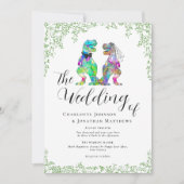 Invitation Dinosaure coloré Mariage à thème (Devant)