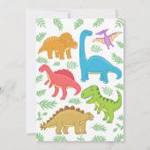 Invitation Dinosaure coloré mignon Anniversaire (Dos)
