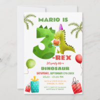 Dinosaure coloré Trois Rex 3e fête d'anniversaire