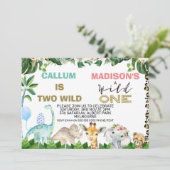 Invitation Dinosaure Commun Et Animaux Safari Anniversaire (Debout devant)