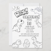 Invitation Dinosaure de coloration personnalisée pour les enf (Devant)