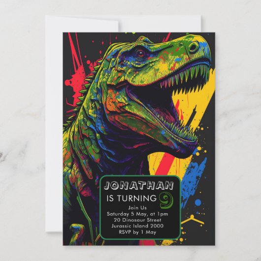 Invitation Dinosaure de dinosaure bon temps (Devant)