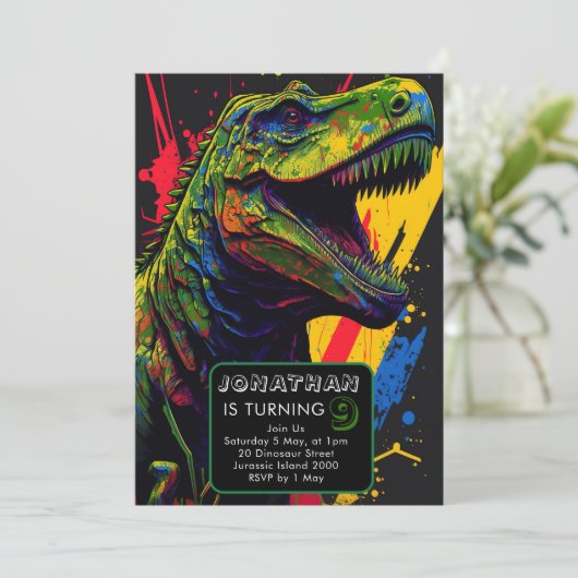 Invitation Dinosaure de dinosaure bon temps (Debout devant)