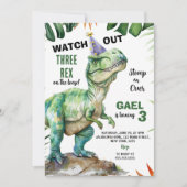 Invitation Dinosaure de la Jungle Trois Rex Anniversaire (Devant)