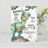 Invitation Dinosaure de la Jungle Trois Rex Anniversaire (Debout devant)