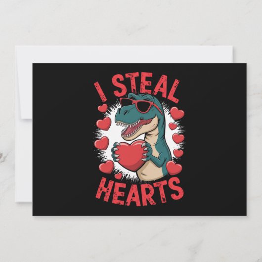 Invitation Dinosaure de la Saint-Valentin Je vole les cœurs A (Devant)