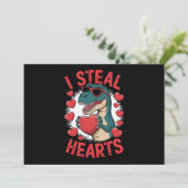 Invitation Dinosaure de la Saint-Valentin Je vole les cœurs A (Debout devant)
