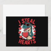 Invitation Dinosaure de la Saint-Valentin Je vole les cœurs A (Devant / Derrière)