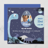 Invitation Dinosaure de nuit étoilé 3e anniversaire Invitati (Devant / Derrière)
