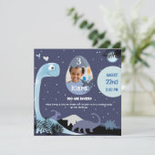 Invitation Dinosaure de nuit étoilé 3e anniversaire Invitati (Debout devant)