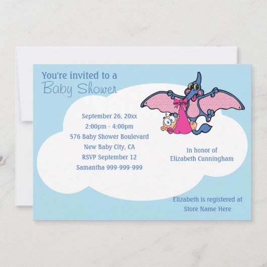 Invitation Dinosaure de ptérodactyle c'est un baby shower de (Dos)