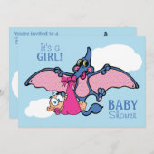 Invitation Dinosaure de ptérodactyle c'est un baby shower de (Devant / Derrière)
