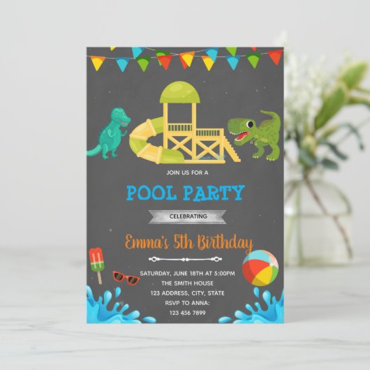 Invitation Dinosaure de toboggan (Debout devant)